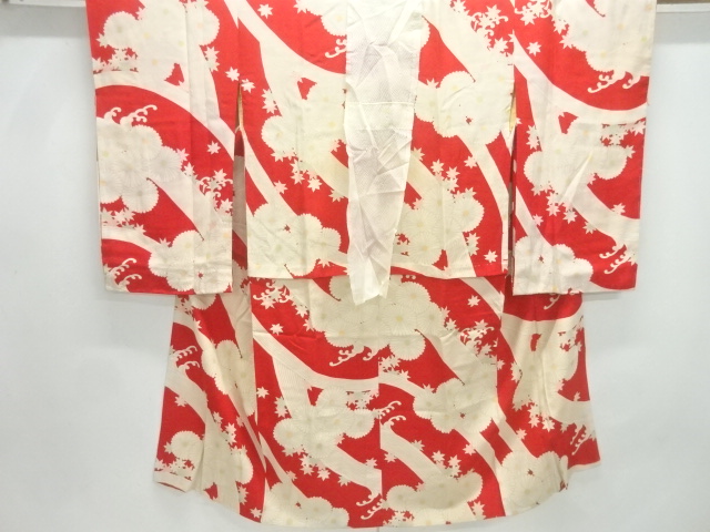 アンティーク　錦紗竜田川に菊模様長襦袢